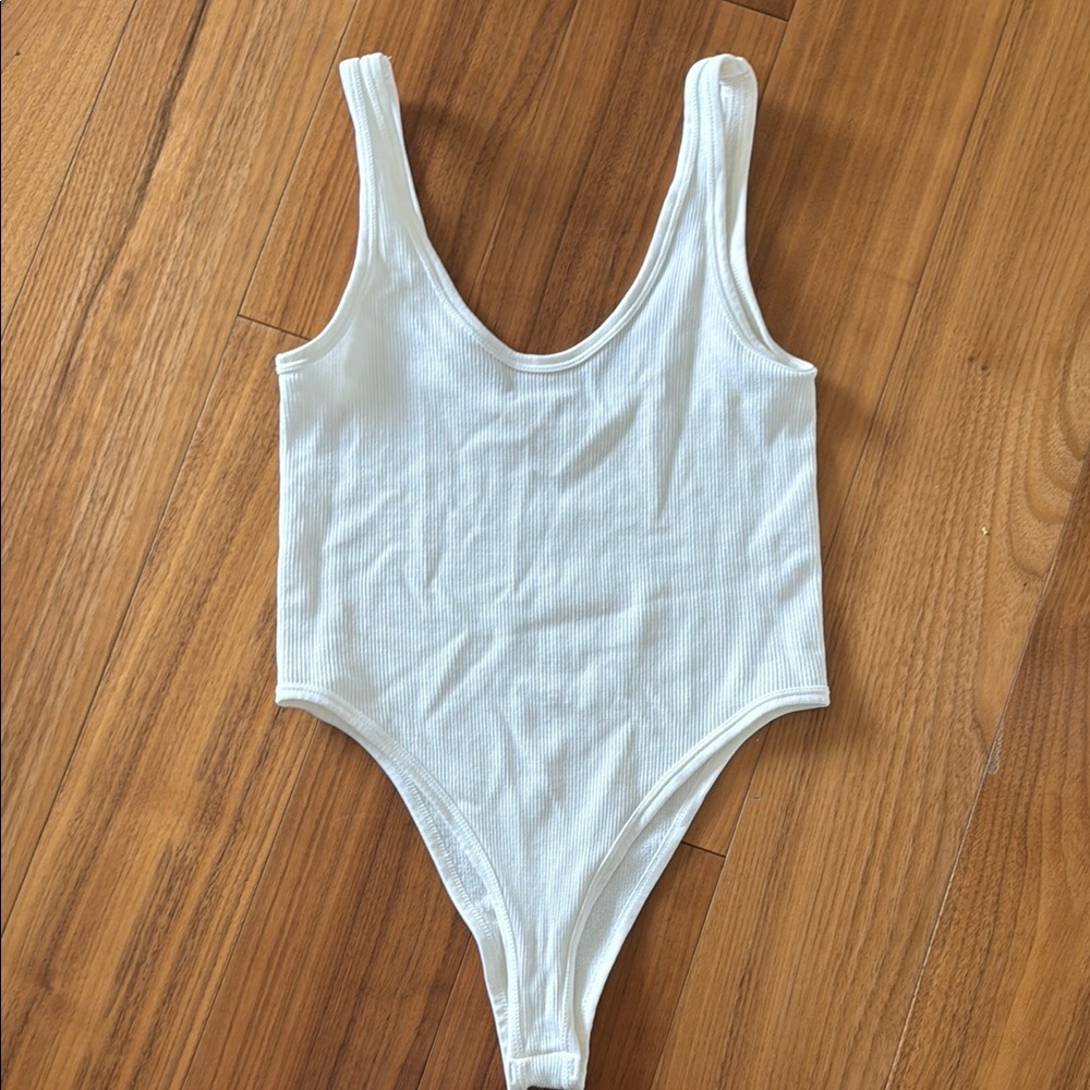 New Soft Vici Stretchy White Ribbed Bodysuit